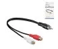 Preview: DINIC audio-video cinchkabel, 1x stekker naar 2x stopcontact, zwart, DINIC doos met Euro gat, lengte 0,20m